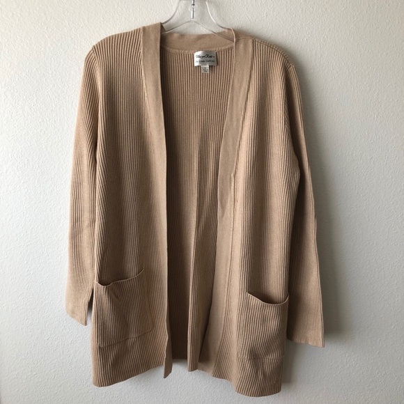Whisper Knit by Louis Dell'Olio Ribbed Cardigan Tan - Picture 1 of 5